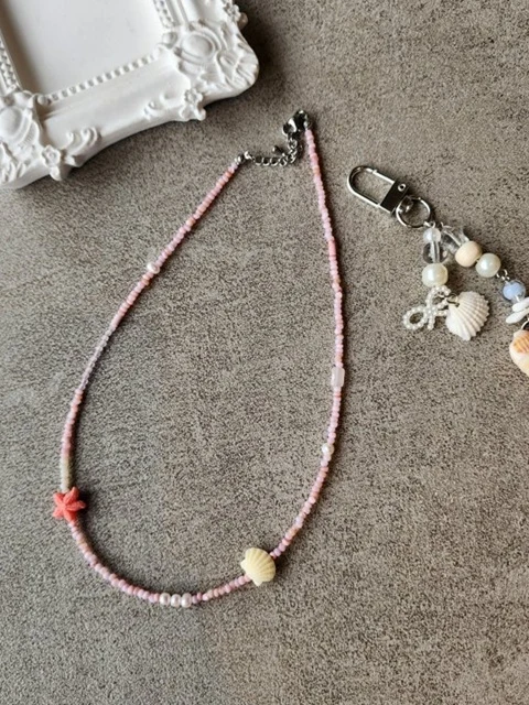 Pink Stone Shell Necklace Pink Stone Shell Necklace