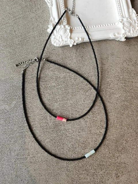 Black Beads Bar Necklace Black Beads Bar Necklace