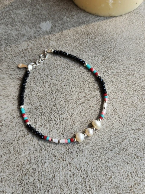 Silver Black Beads Bracelet Silver Black Beads Bracelet