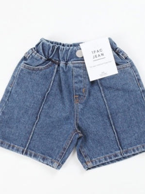 Mid-Blue Creased Denim Pants