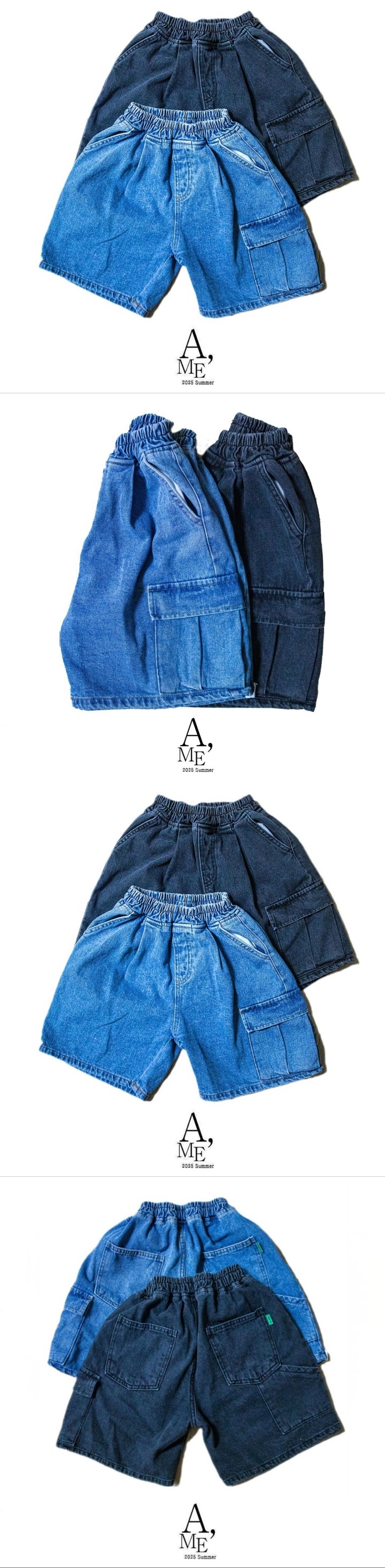 A Me - Korean Children Fashion - #littlefashionista - One Cargo Denim Shorts - 2