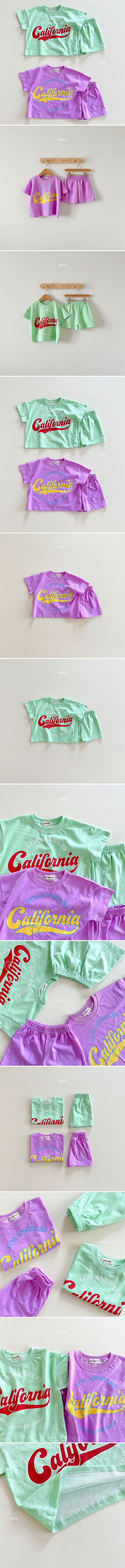 Aker - Korean Children Fashion - #kidzfashiontrend - California Pigment Top Bottom Set