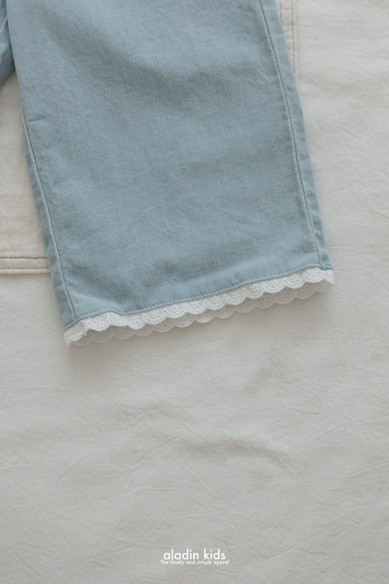Aladin - Korean Children Fashion - #kidsshorts - Linen Lace Denim Pants - 4