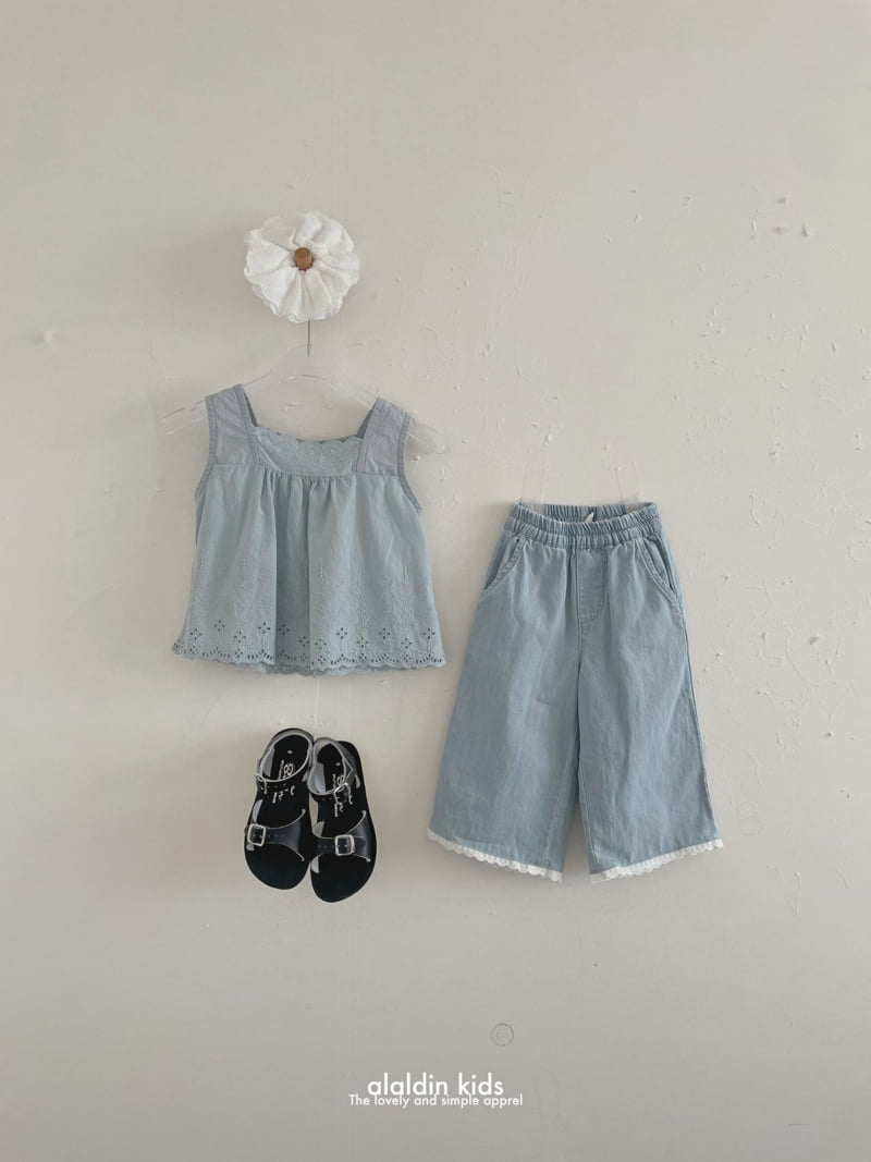 Aladin - Korean Children Fashion - #littlefashionista - Linen Lace Denim Pants - 7