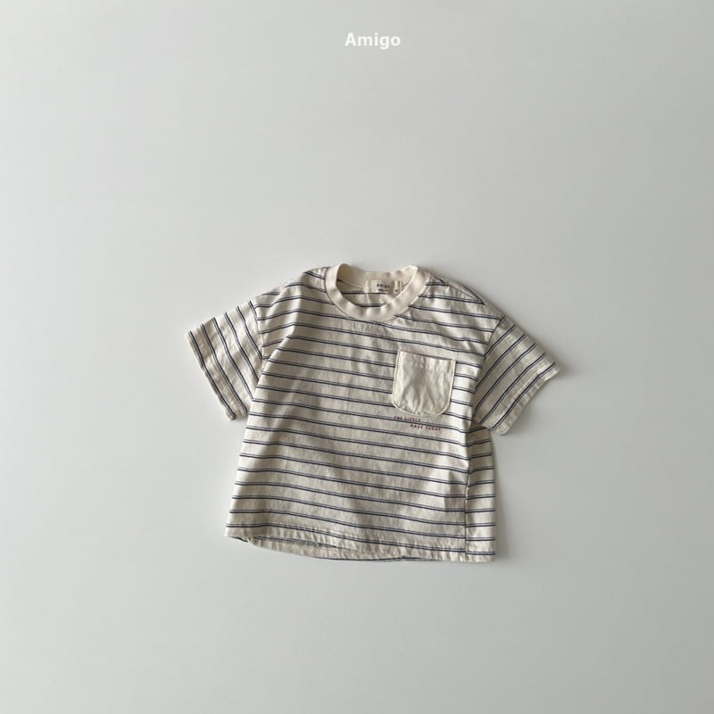 Amigo - Korean Children Fashion - #fashionkids - Pocket Stripe Tee - 2