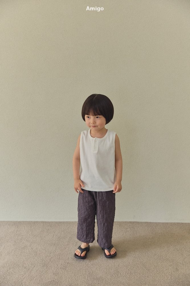 Amigo - Korean Children Fashion - #kidsshorts - Lunch Solid Sleeveless - 12