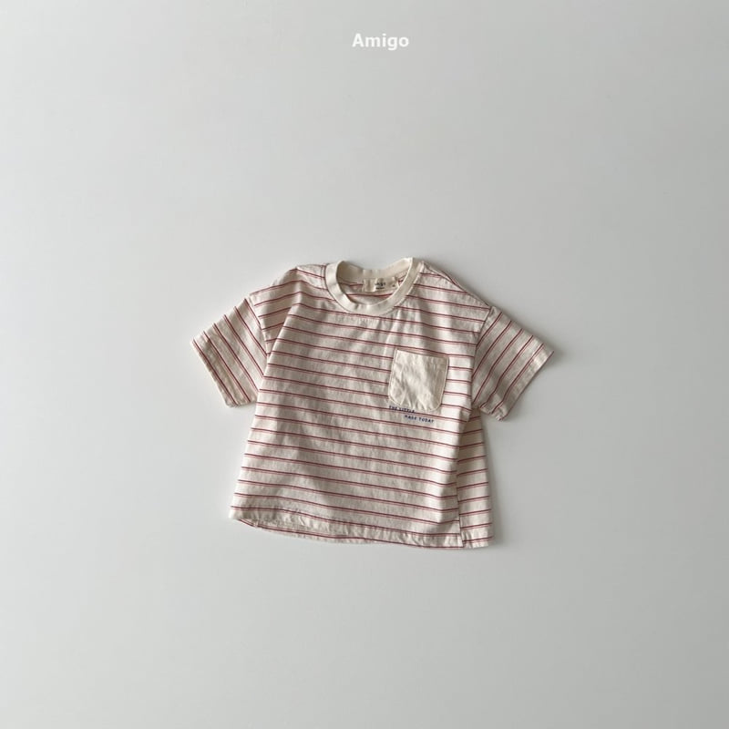 Amigo - Korean Children Fashion - #kidsshorts - Pocket Stripe Tee - 3