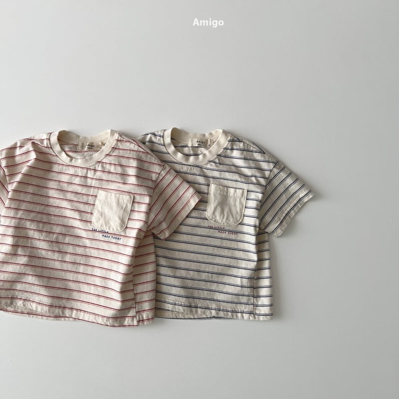 Amigo - Korean Children Fashion - #kidsshorts - Pocket Stripe Tee - 4