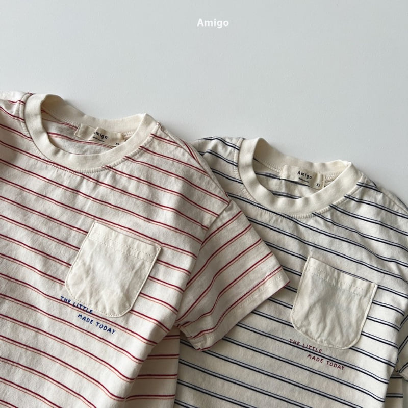 Amigo - Korean Children Fashion - #kidzfashiontrend - Pocket Stripe Tee - 5
