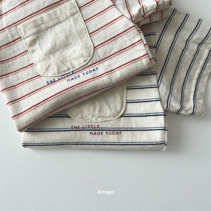 Amigo - Korean Children Fashion - #magicofchildhood - Pocket Stripe Tee - 8