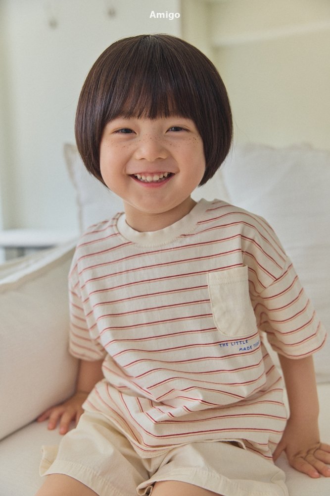 Amigo - Korean Children Fashion - #minifashionista - Pocket Stripe Tee - 9