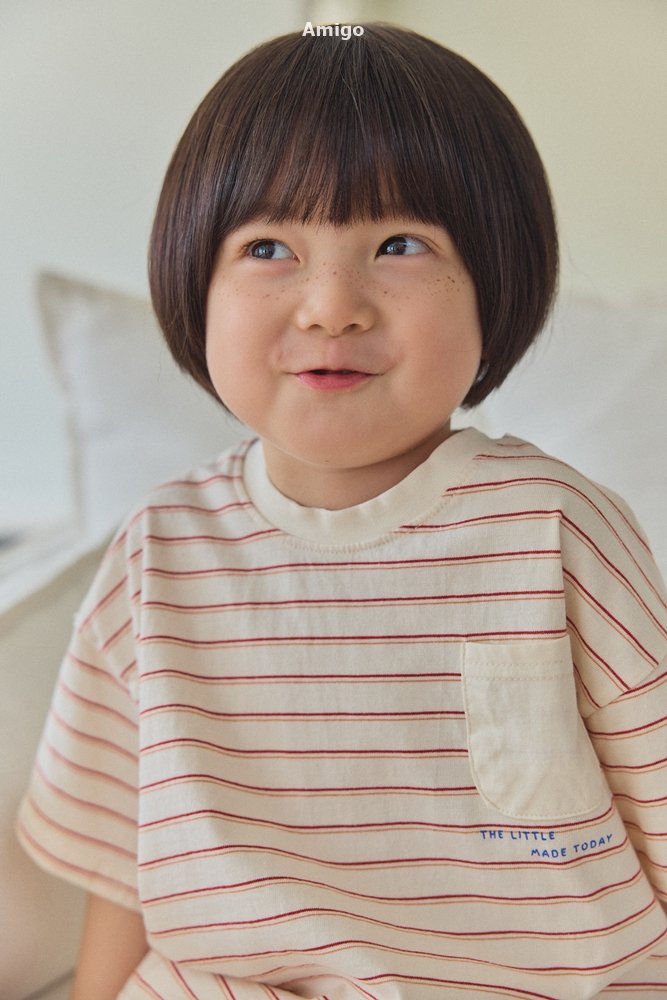 Amigo - Korean Children Fashion - #prettylittlegirls - Pocket Stripe Tee - 10