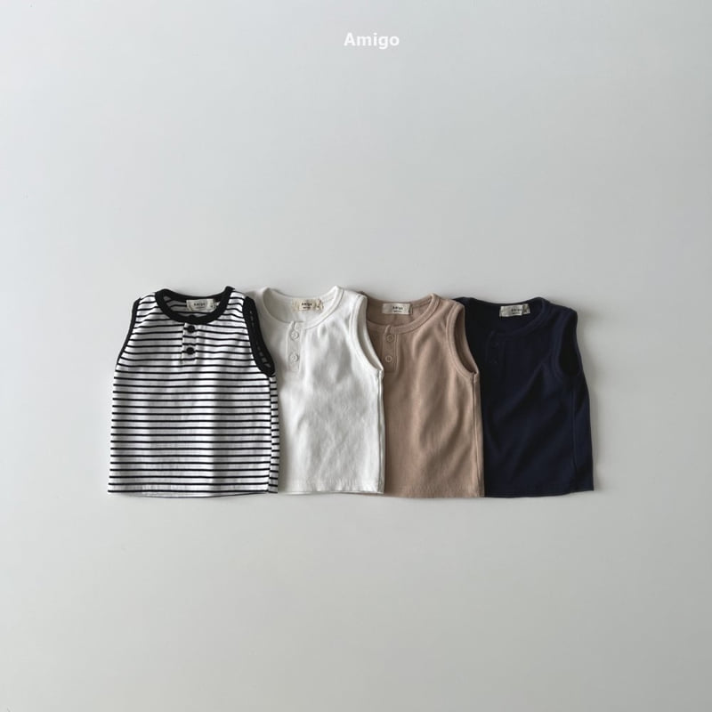 Amigo - Korean Children Fashion - #toddlerclothing - Lunch Stripe Sleeveless - 2