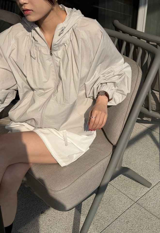 Amygrace - Korean Women Fashion - #momslook - Shirring Hood Blouson - 3