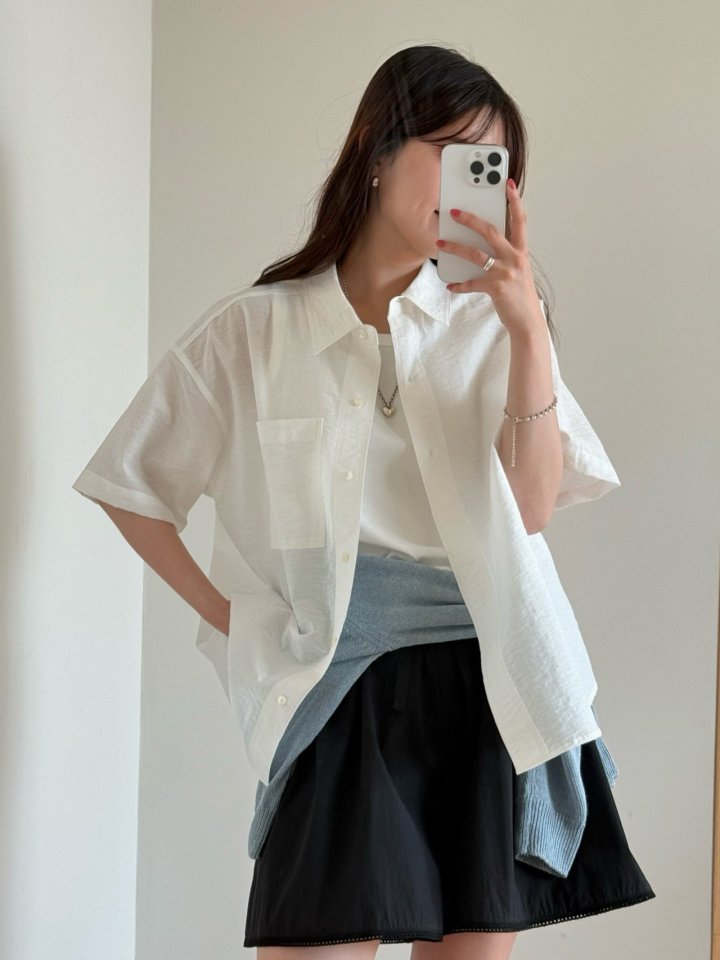Amygrace - Korean Women Fashion - #momslook - Noel Short Sleeved Shirt - 10