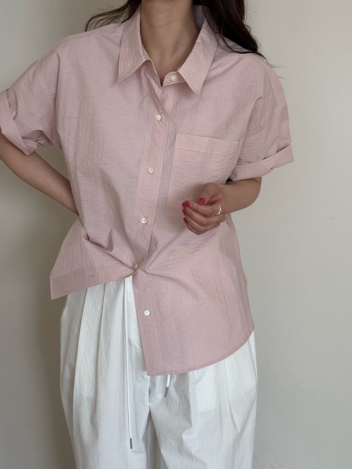 Amygrace - Korean Women Fashion - #momslook - Noel Short Sleeved Shirt - 2