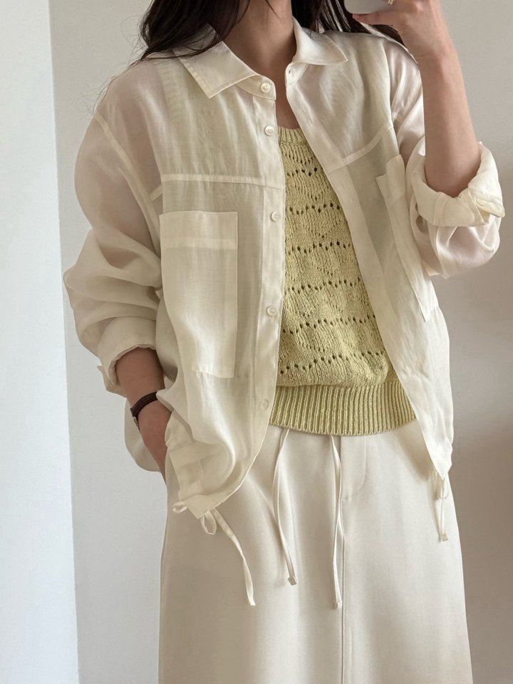 Amygrace - Korean Women Fashion - #momslook - Ribbon String Blouse - 6