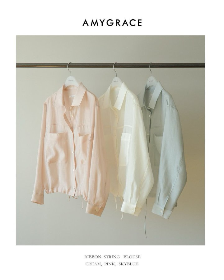 Amygrace - Korean Women Fashion - #momslook - Ribbon String Blouse - 8
