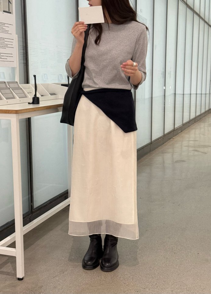 Amygrace - Korean Women Fashion - #momslook - See Through Tone Skirt