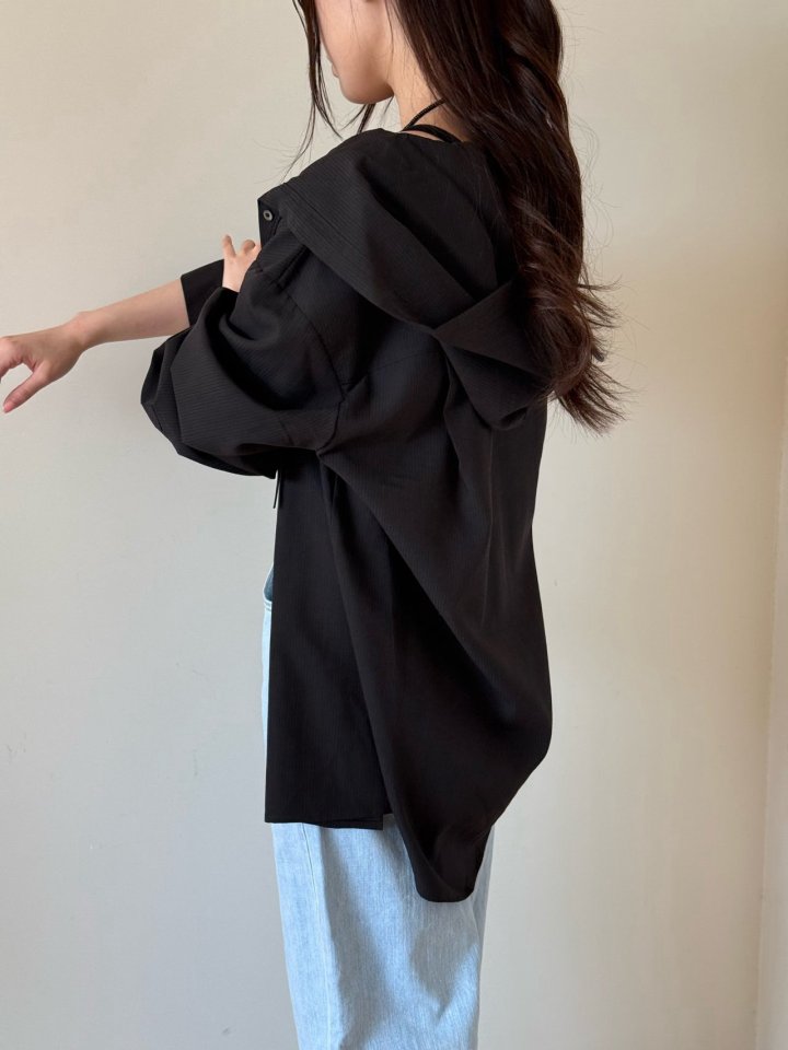 Amygrace - Korean Women Fashion - #vintagekidsstyle - Tint Hood Shirt - 11