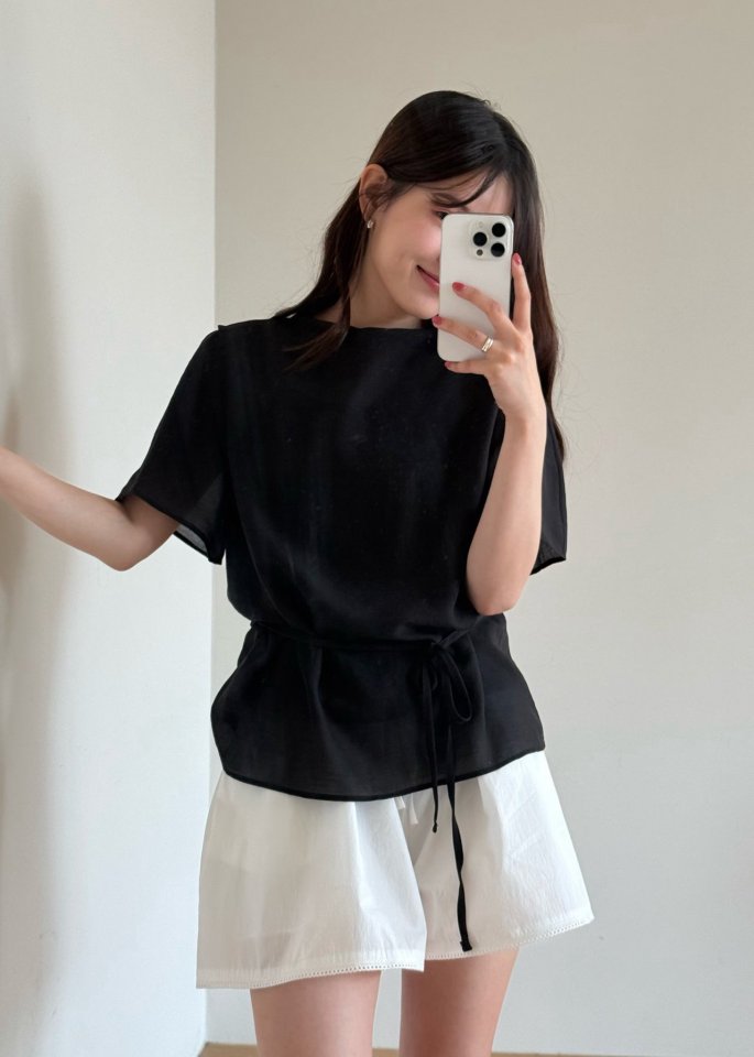 Amygrace - Korean Women Fashion - #womensfashion - Half High Neck Blouse - 5