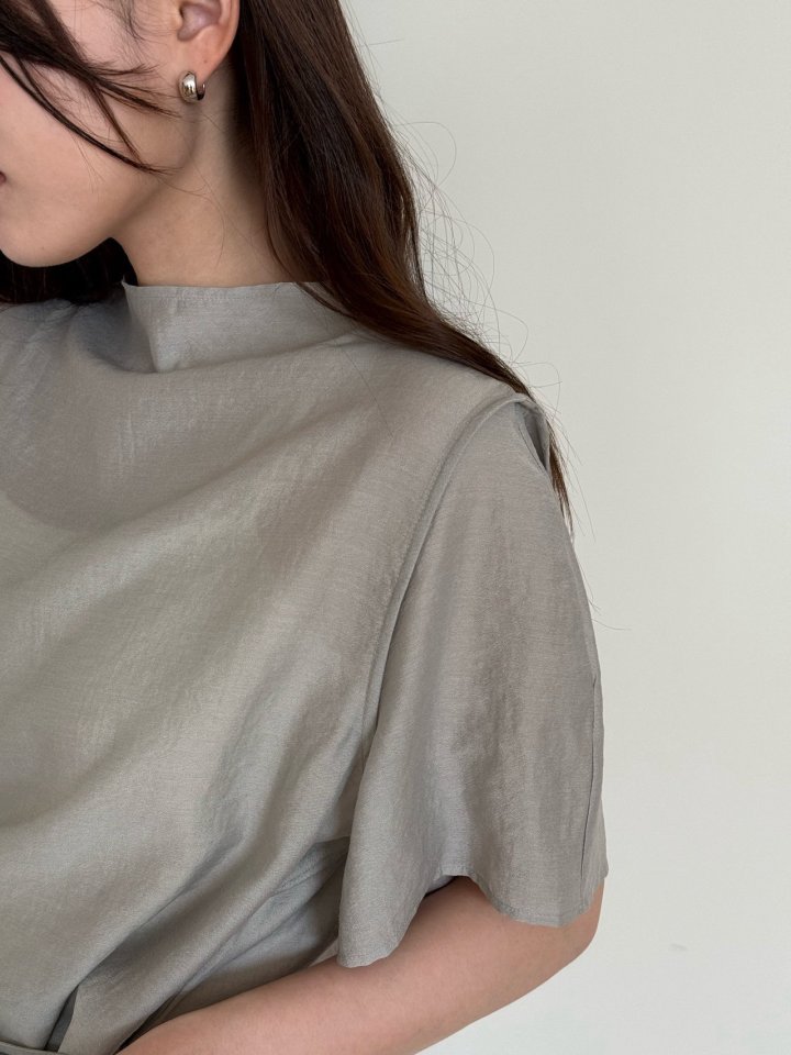 Amygrace - Korean Women Fashion - #womensfashion - Half High Neck Blouse - 7