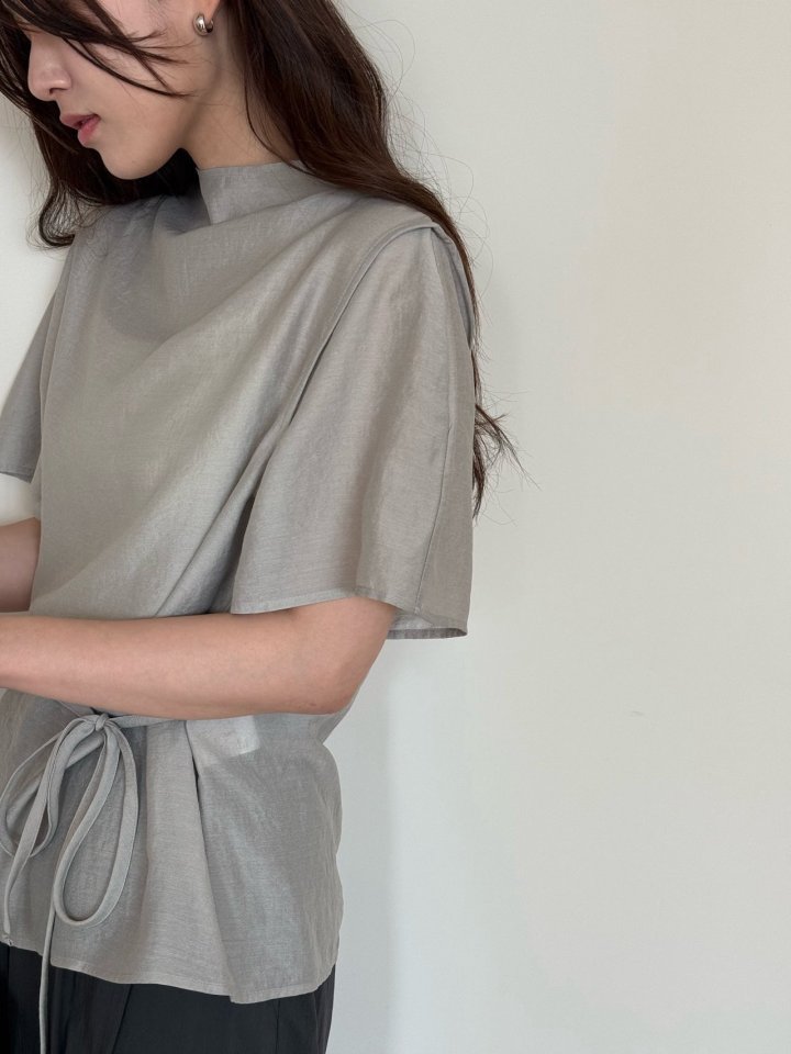 Amygrace - Korean Women Fashion - #womensfashion - Half High Neck Blouse - 9
