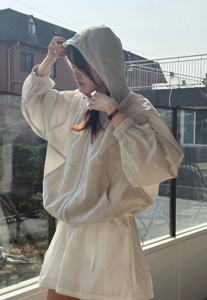 Amygrace - Korean Women Fashion - #momslook - Shirring Hood Blouson - 4