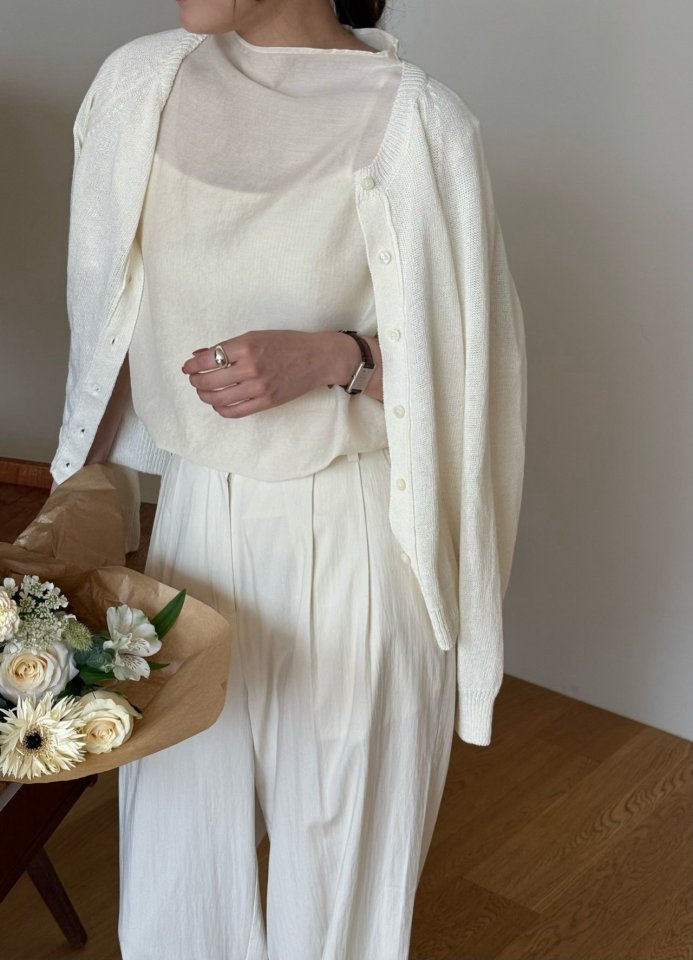 Amygrace - Korean Women Fashion - #womensfashion - Roman Linen Cardigan - 5