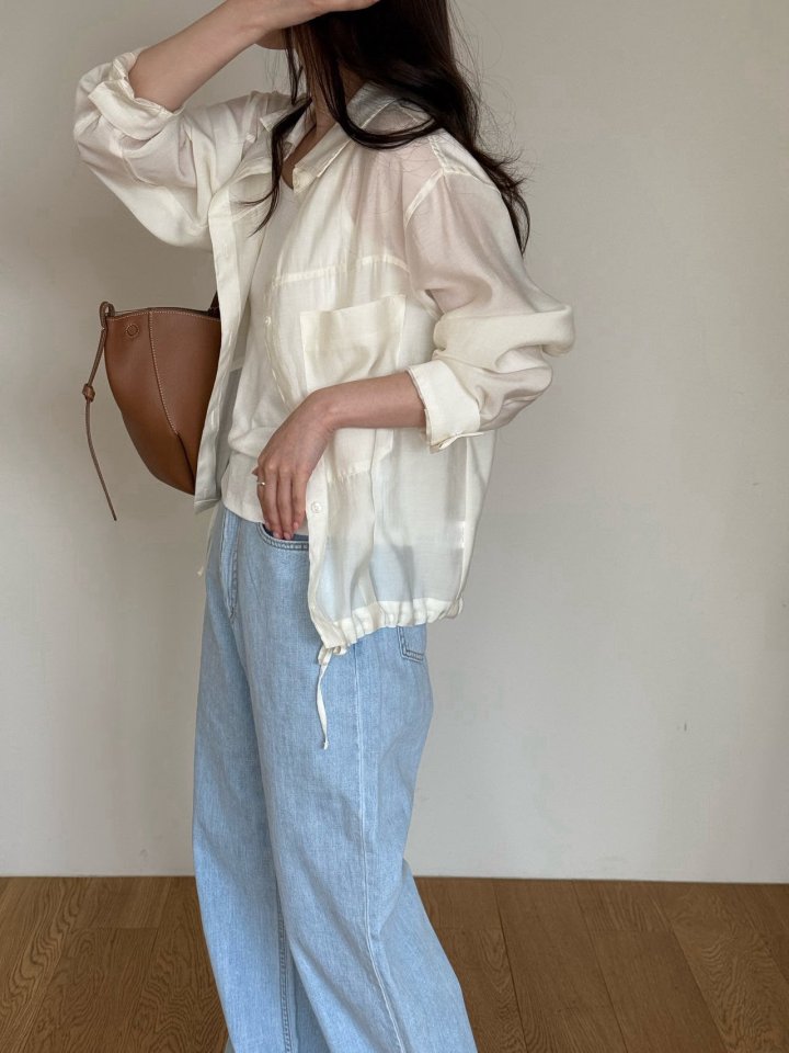 Amygrace - Korean Women Fashion - #womensfashion - Ribbon String Blouse - 5