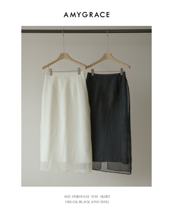 Amygrace - Korean Women Fashion - #womensfashion - See Through Tone Skirt - 6