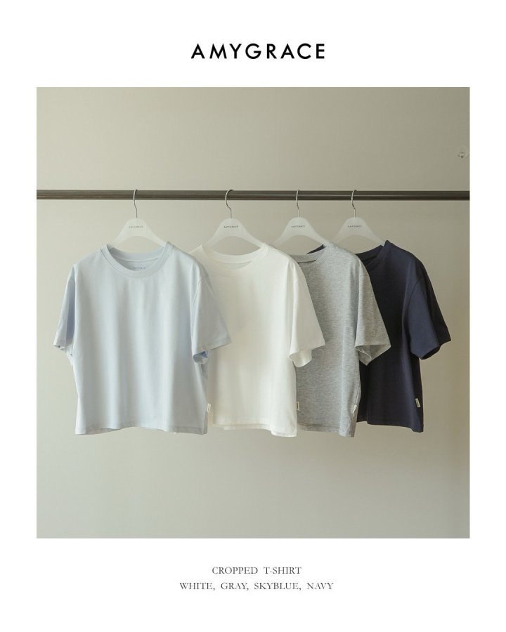 Amygrace - Korean Women Fashion - #womensfashion - Crop Short Sleeved Tee - 2