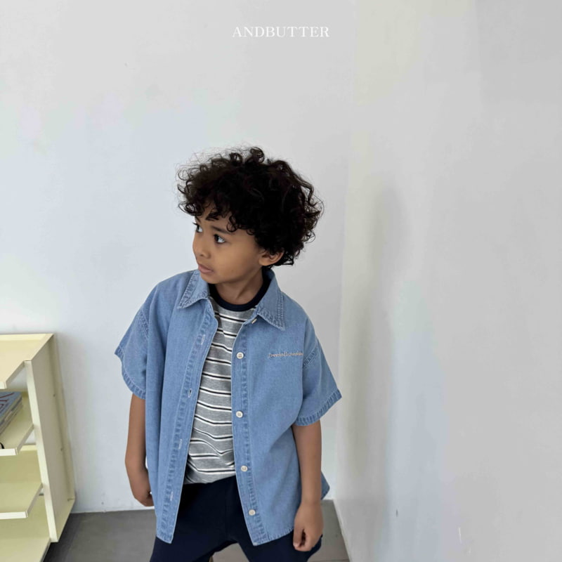 Andbutter - Korean Children Fashion - #childofig - Pocket Denim Shirt - 2