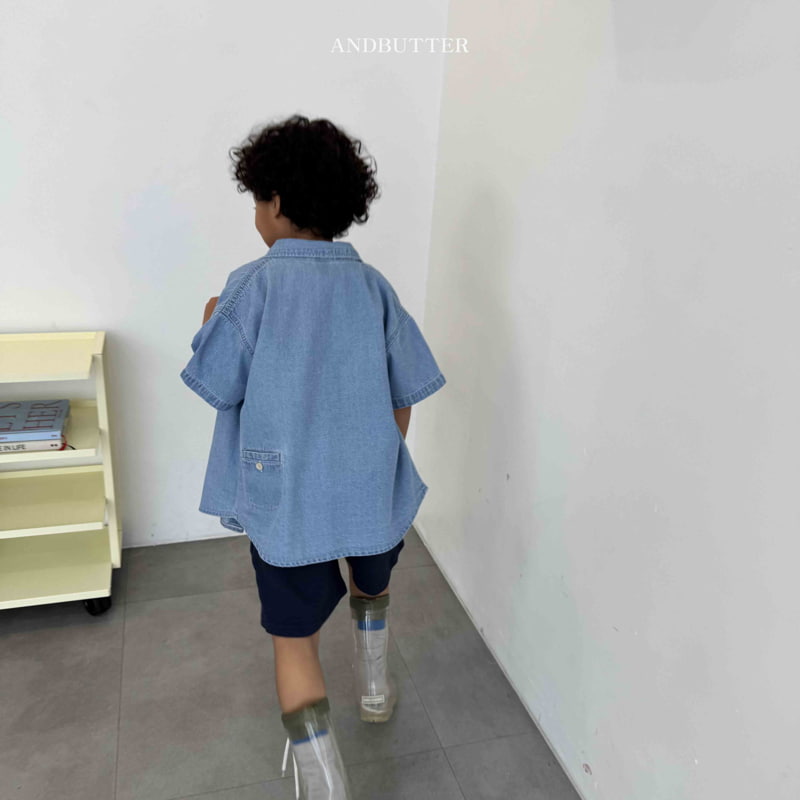 Andbutter - Korean Children Fashion - #childofig - Pocket Denim Shirt - 4