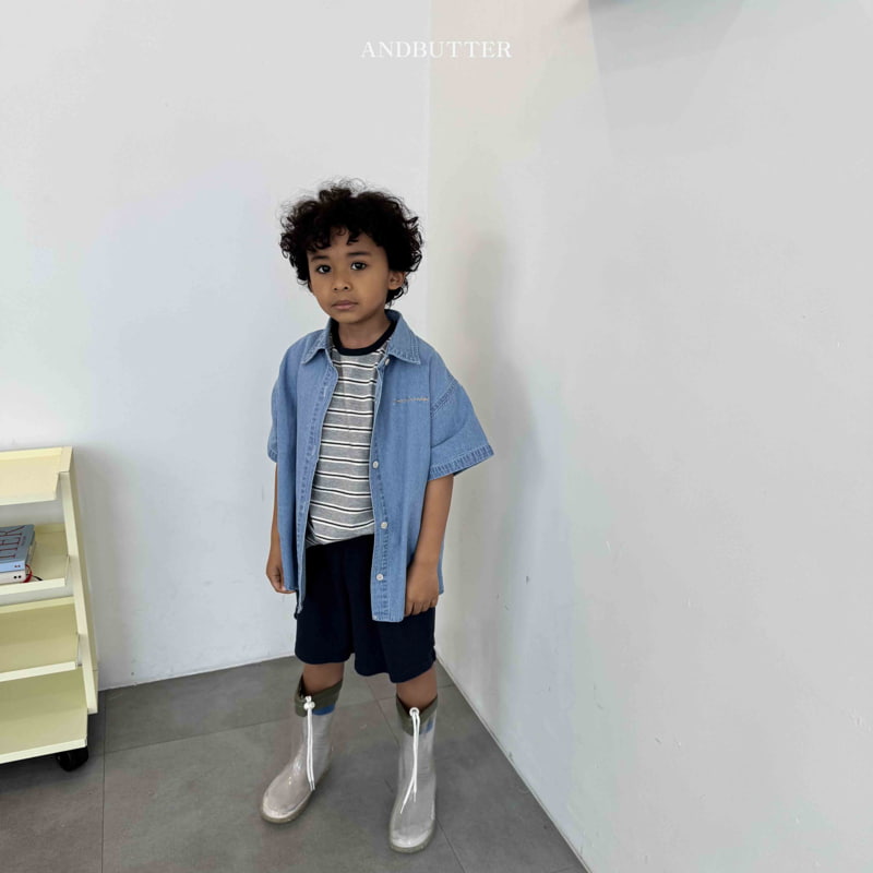 Andbutter - Korean Children Fashion - #designkidswear - Pocket Denim Shirt - 5