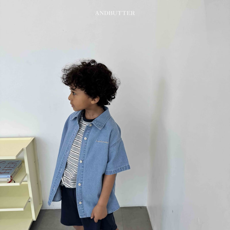 Andbutter - Korean Children Fashion - #kidsstore - Pocket Denim Shirt - 9