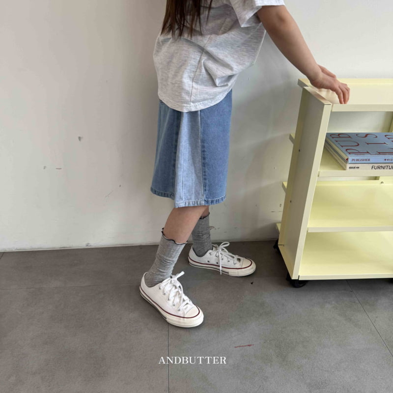 Andbutter - Korean Children Fashion - #toddlerclothing - Bermuda Mix Denim Pants