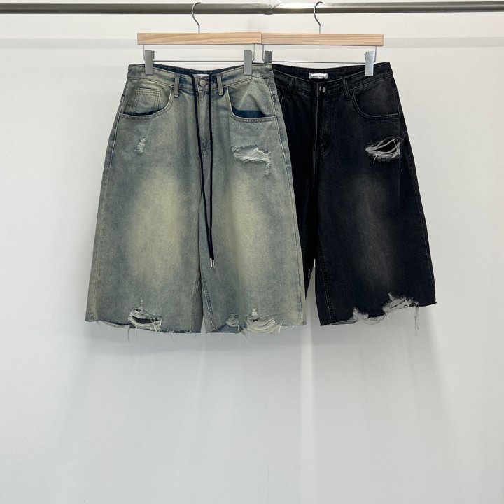Another Avenue - Korean Women Fashion - #momslook - Overfit Vintage Half Denim Pants