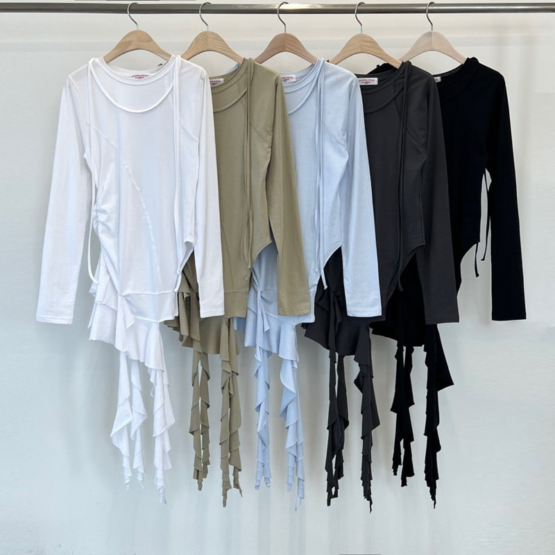 Another Avenue - Korean Women Fashion - #shopsmall - Diagonal Frill Tee
