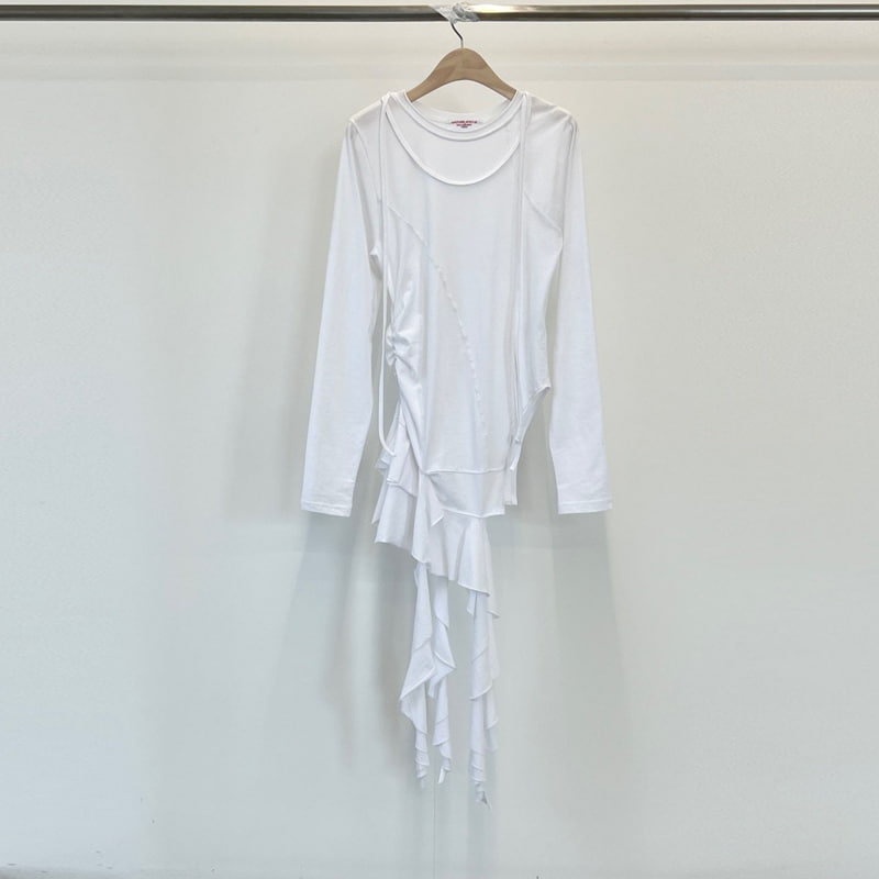 Another Avenue - Korean Women Fashion - #thatsdarling - Diagonal Frill Tee - 2