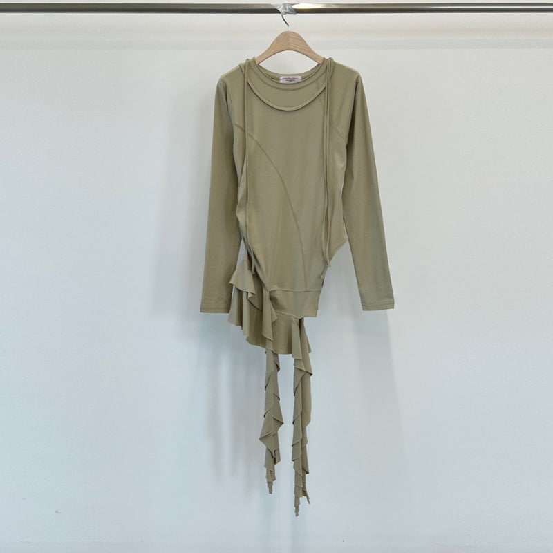 Another Avenue - Korean Women Fashion - #thelittlethings - Diagonal Frill Tee - 3