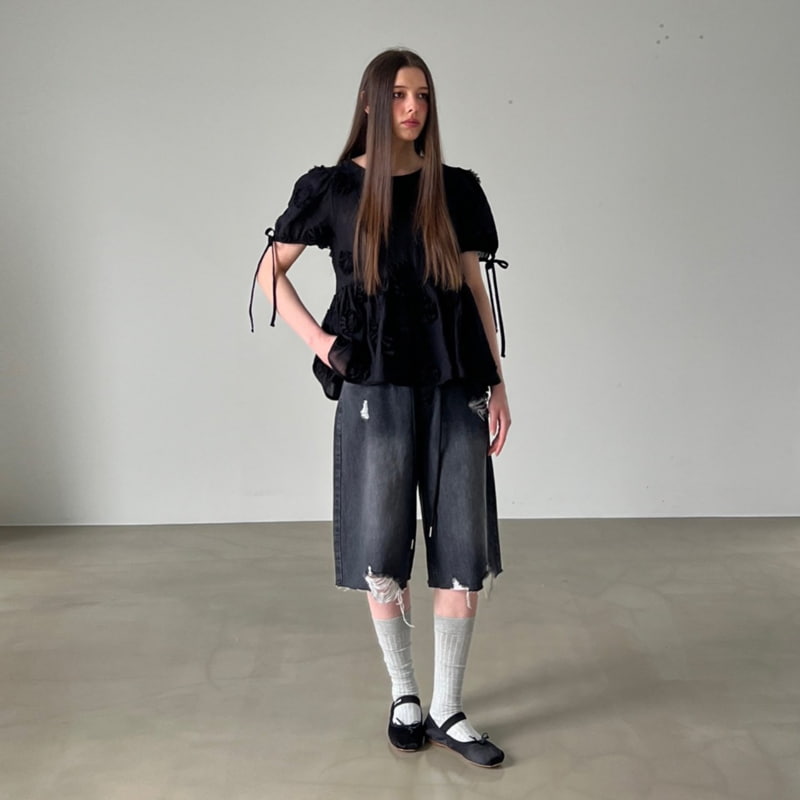 Another Avenue - Korean Women Fashion - #womensfashion - Overfit Vintage Half Denim Pants - 10
