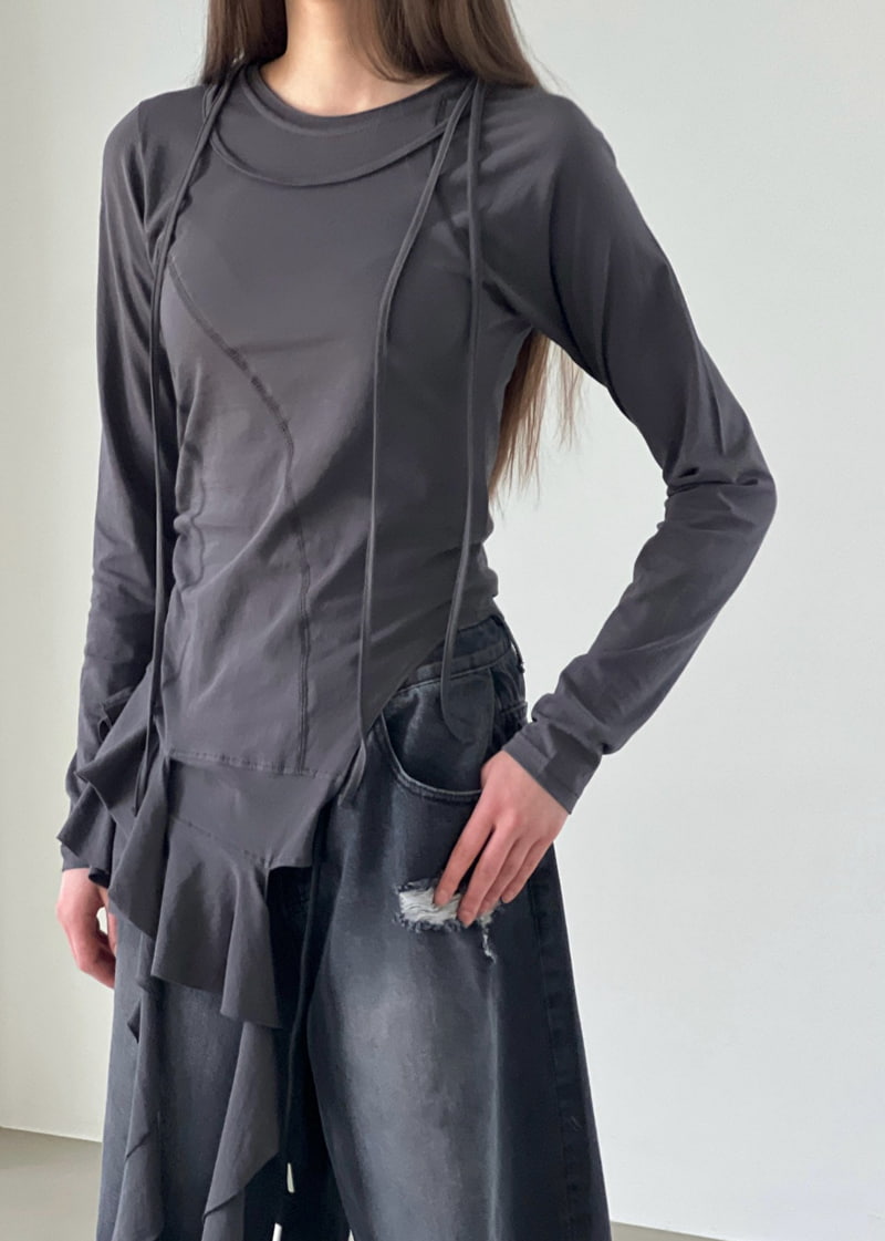 Another Avenue - Korean Women Fashion - #womensfashion - Diagonal Frill Tee - 9