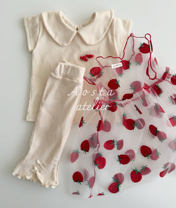 Aosta - Korean Baby Fashion - #babyboutique - Lace Strawberry Dress - 7