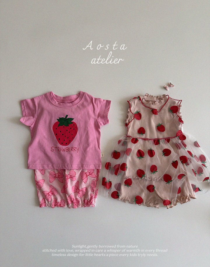 Aosta - Korean Baby Fashion - #babyboutiqueclothing - Lace Strawberry Dress - 8