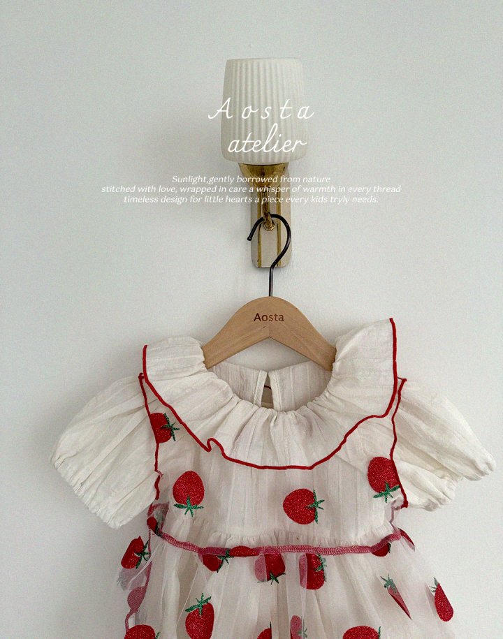 Aosta - Korean Baby Fashion - #babyclothing - Lace Strawberry Dress - 9