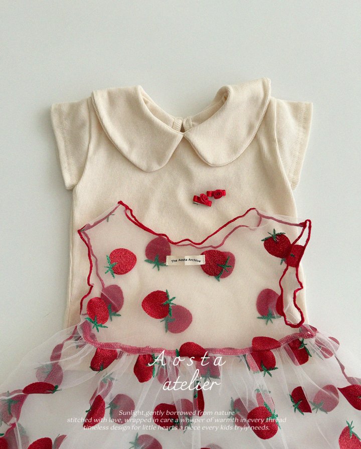 Aosta - Korean Baby Fashion - #babyfashion - Lace Strawberry Dress - 10