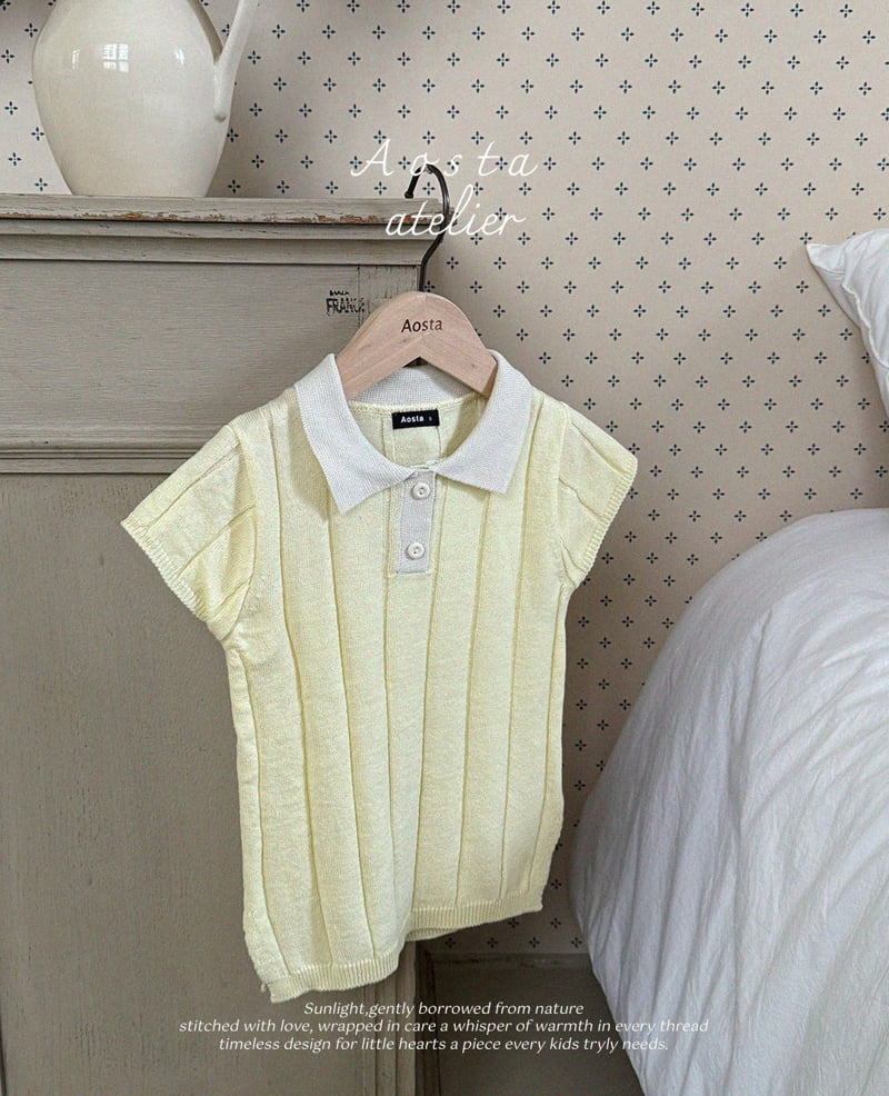 Aosta - Korean Baby Fashion - #babyfever - Knit Collar One-piece - 9