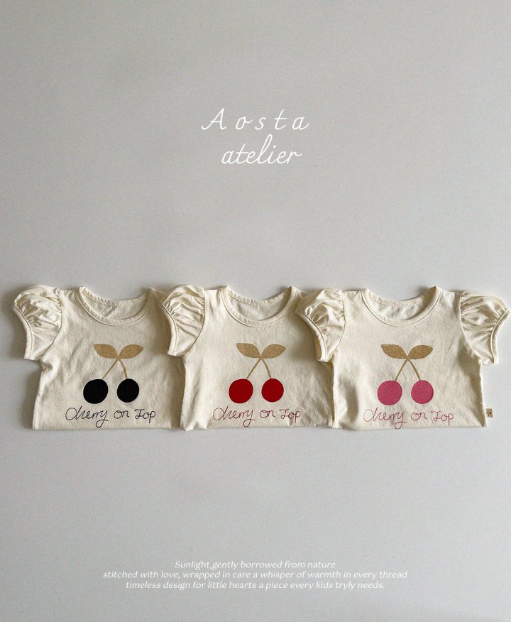 Aosta - Korean Baby Fashion - #babylifestyle - Cherry Puff Tee