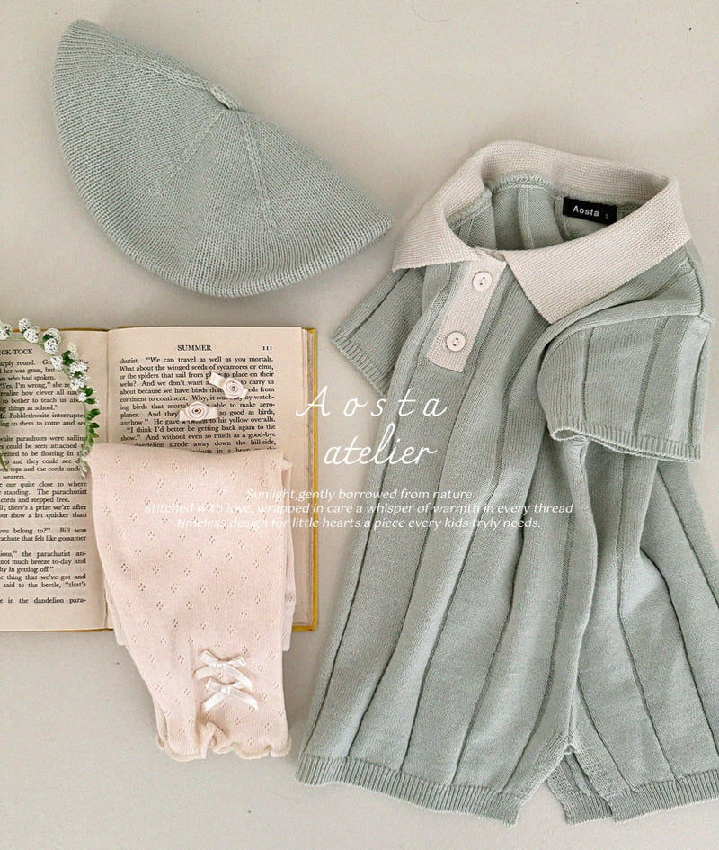 Aosta - Korean Baby Fashion - #babylifestyle - Knit Collar One-piece - 11